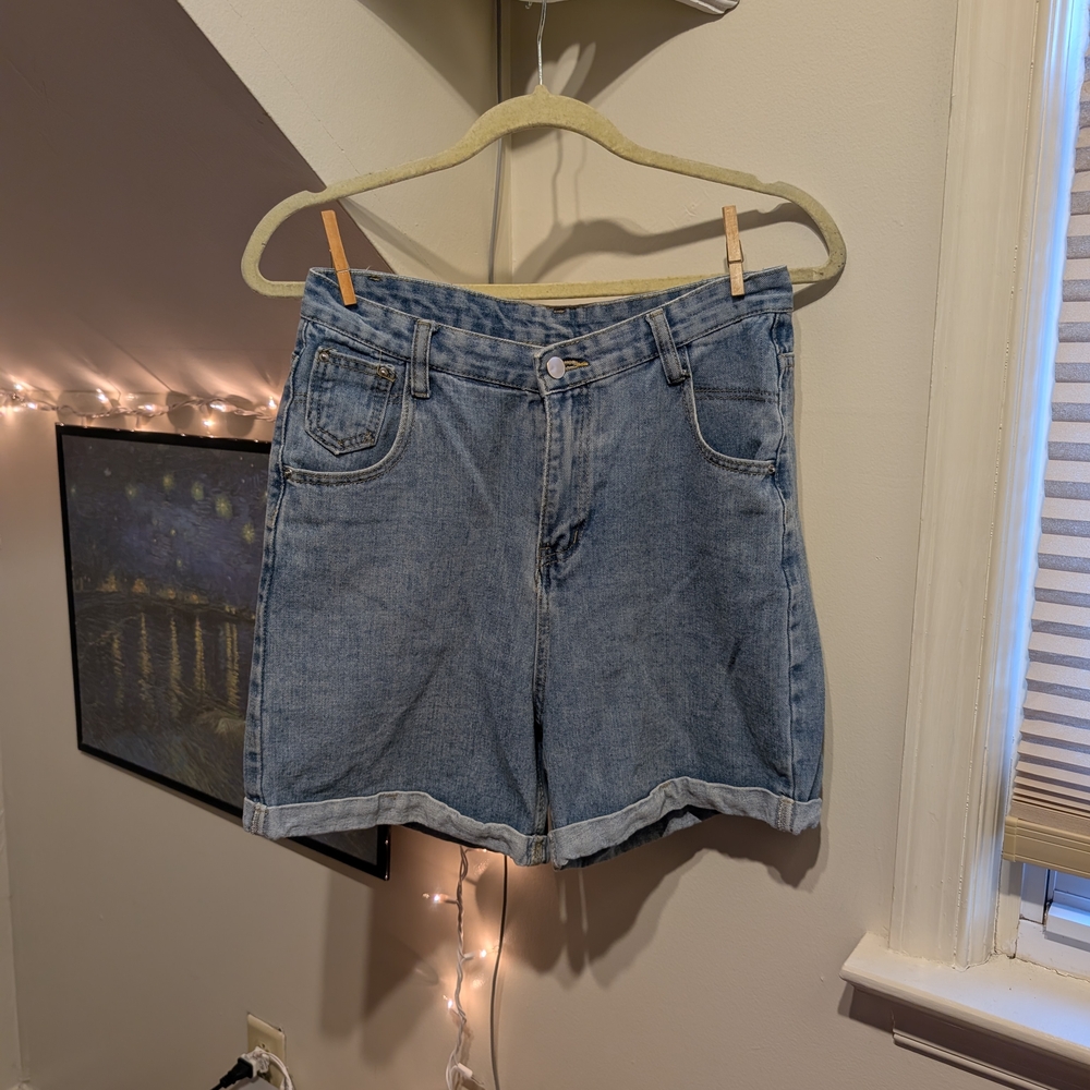 SHEIN Light Blue High Waist Jean Shorts